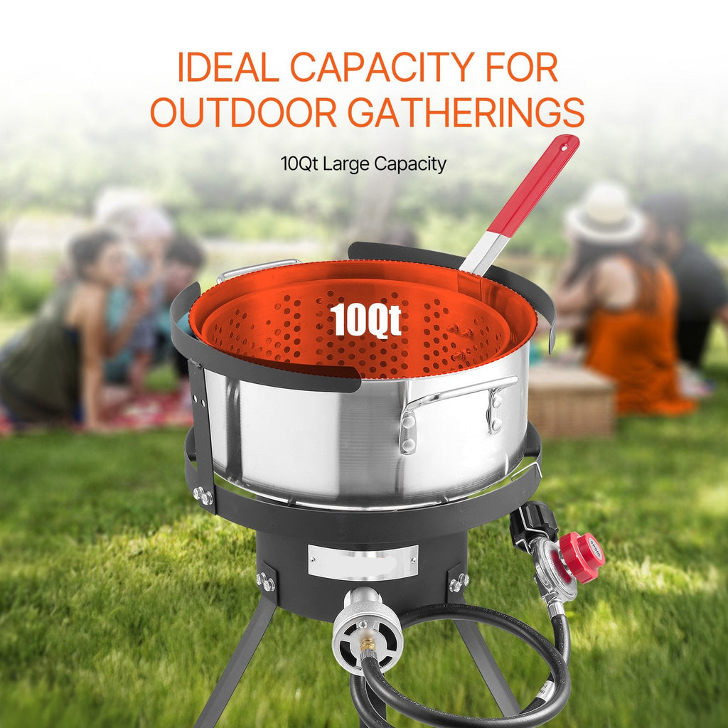 Vevor grill with 10Qt capacity on a grassy outdoor setting